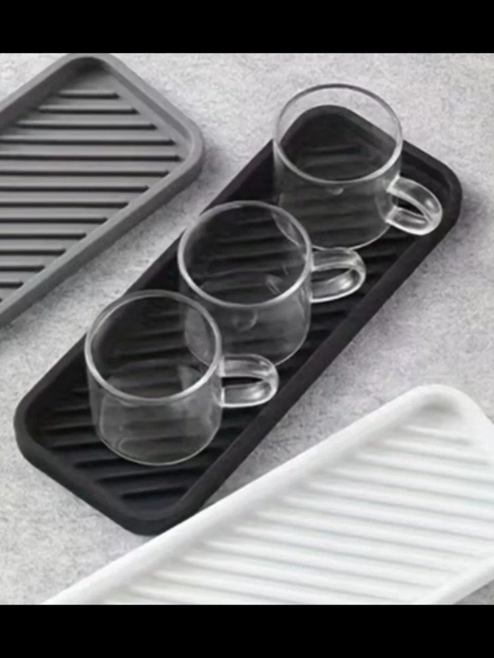2pc Black Silicone Drip Tray Set